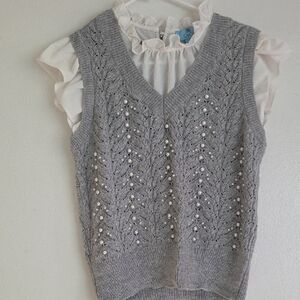 CeCe White Ruffled Blouse with Peter Pan Collar